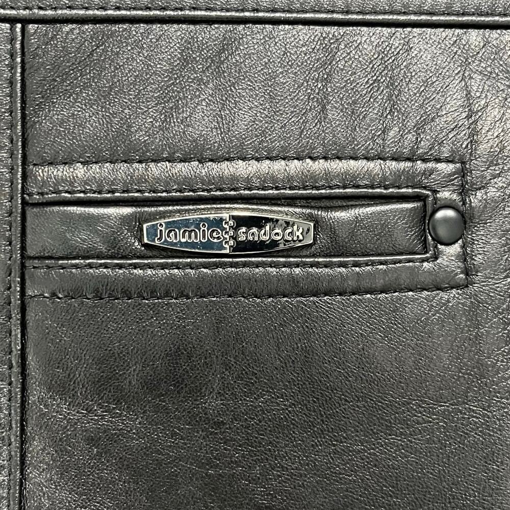 Jamie Sadock Black Leather and Leopard Faux Fur Reversible Zip up Vest Medium - Picture 14 of 16